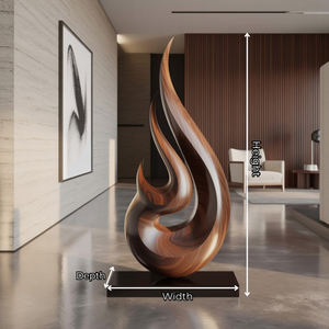 Abstract Flame Solid Wood Sculpture for Living Room Modern Art Accent