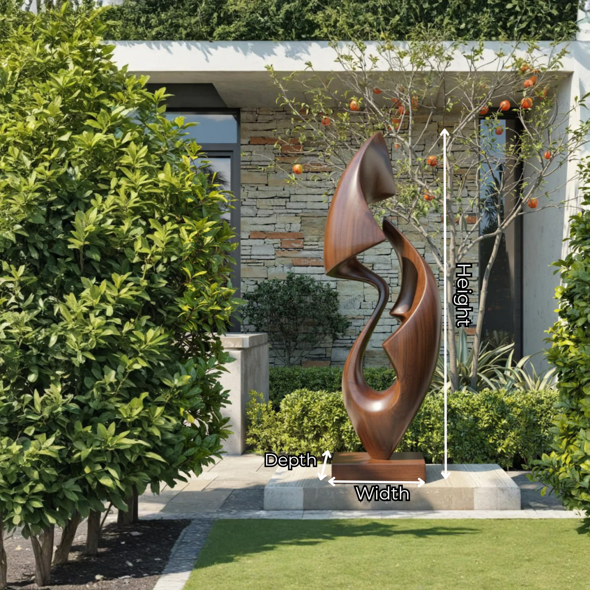 Organic Abstract Solid Wood Sculpture for Garden and Modern Home Interior
