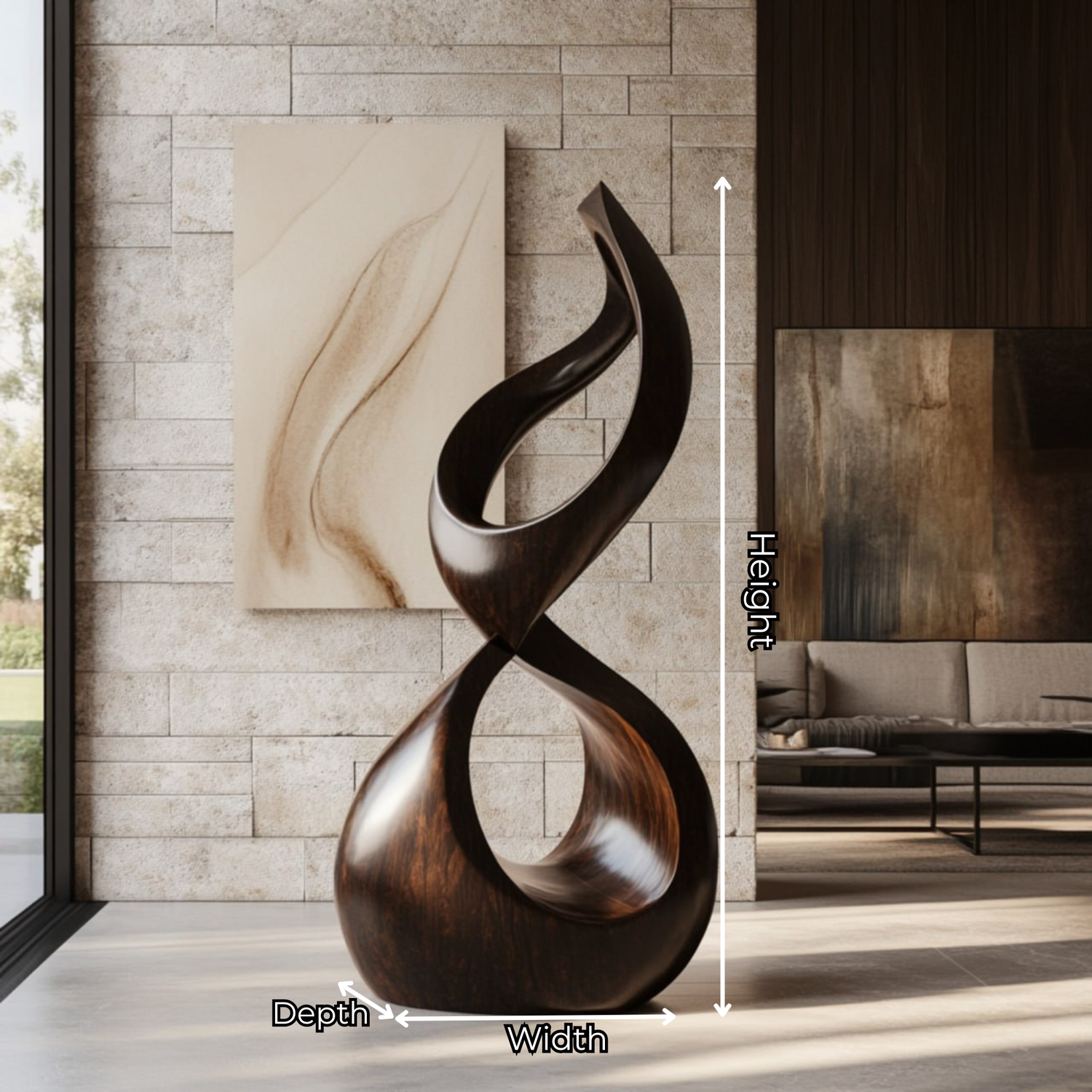 Infinity Loop Solid Wood Sculpture for Modern Living Room Display