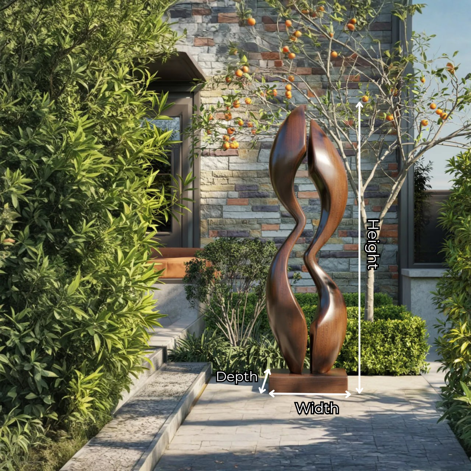 Modern Abstract Solid Wood Outdoor Sculpture for Garden Display