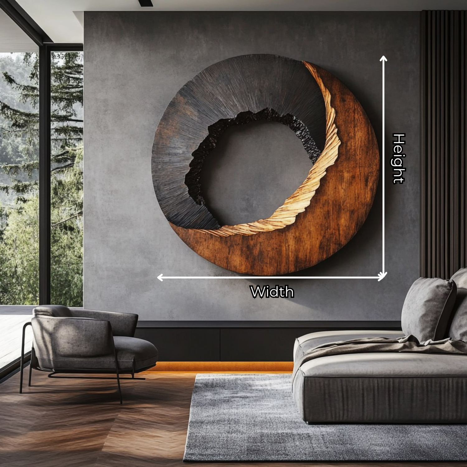 Modern Textured Solid Wood Wall Art Sculpture for Living Room