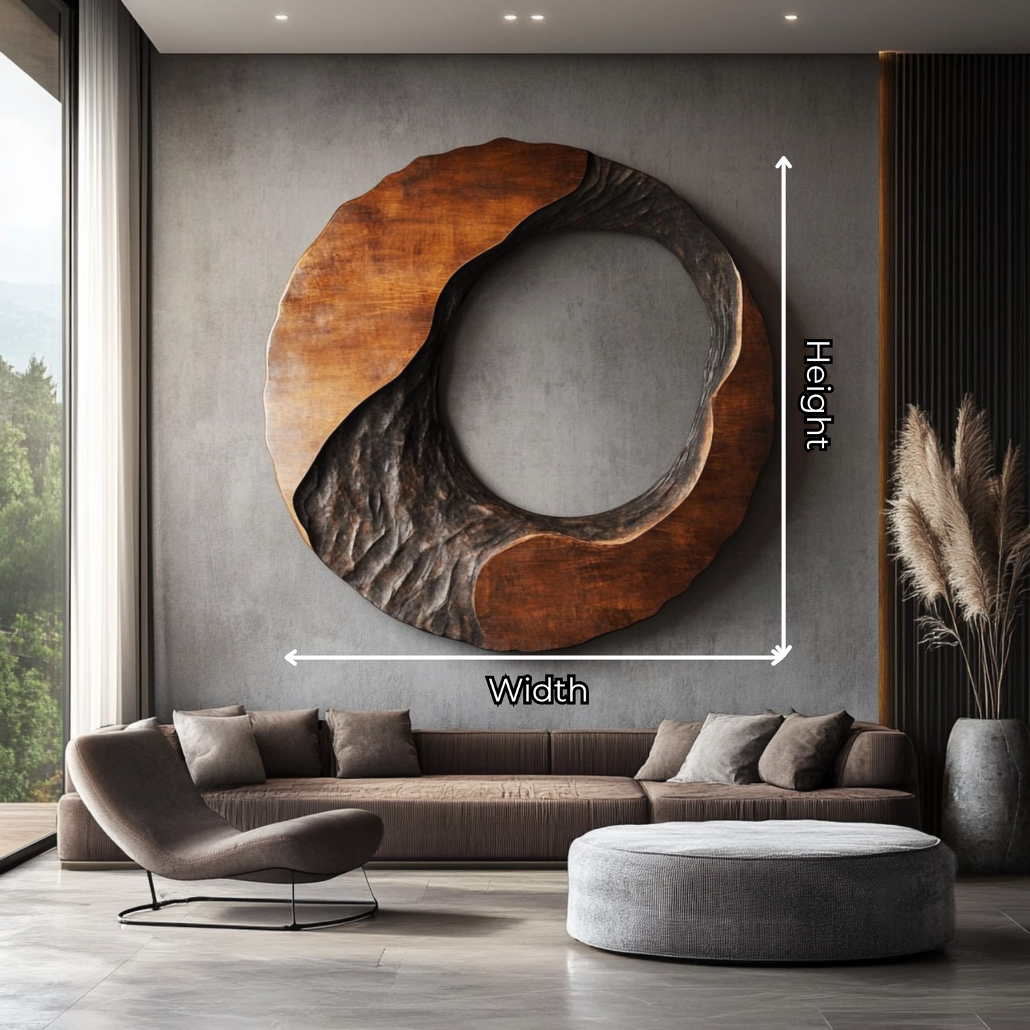Contemporary Round Solid Wood Wall Art Sculpture for Living Room