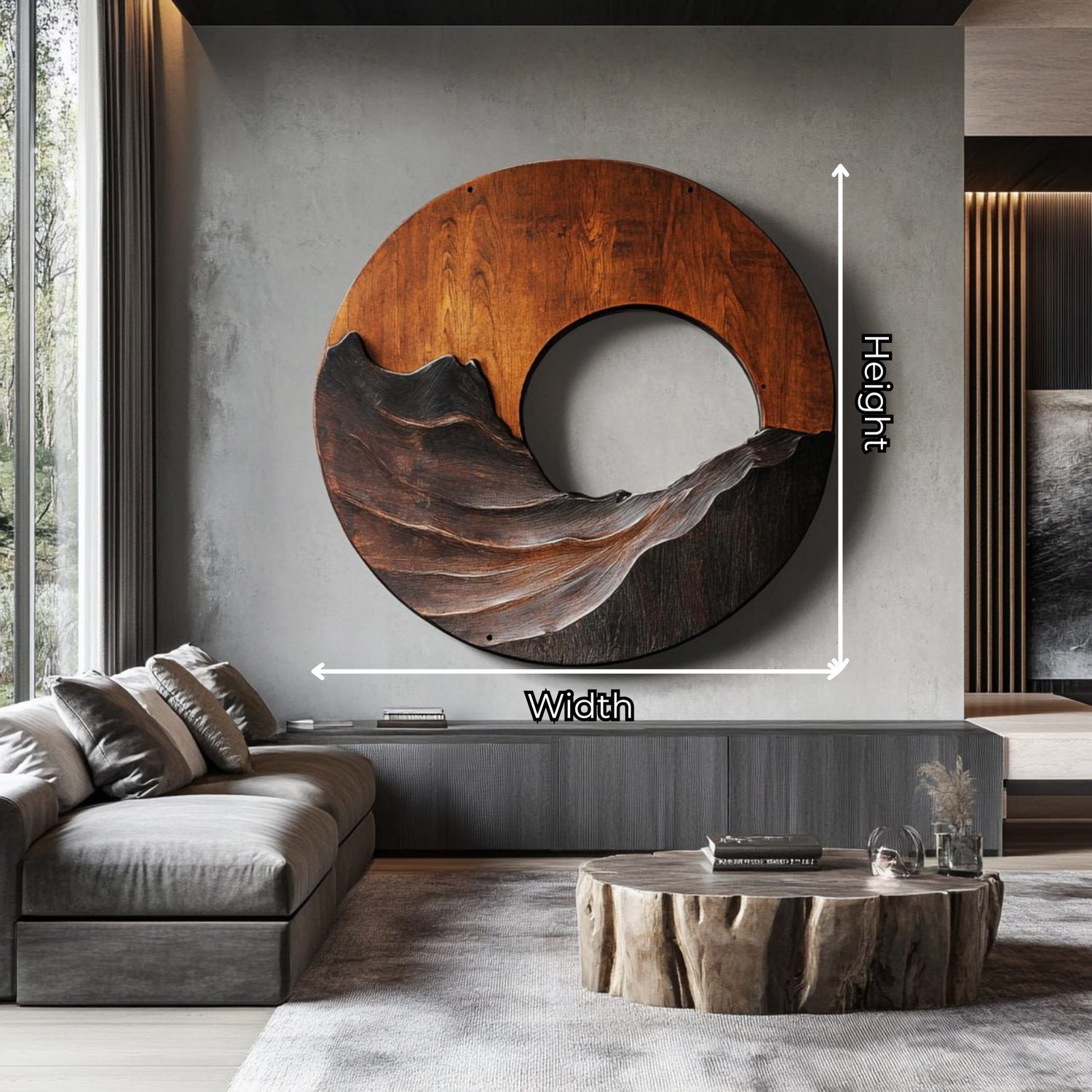 Natural Ridge Solid Wood Wall Sculpture for Living Room