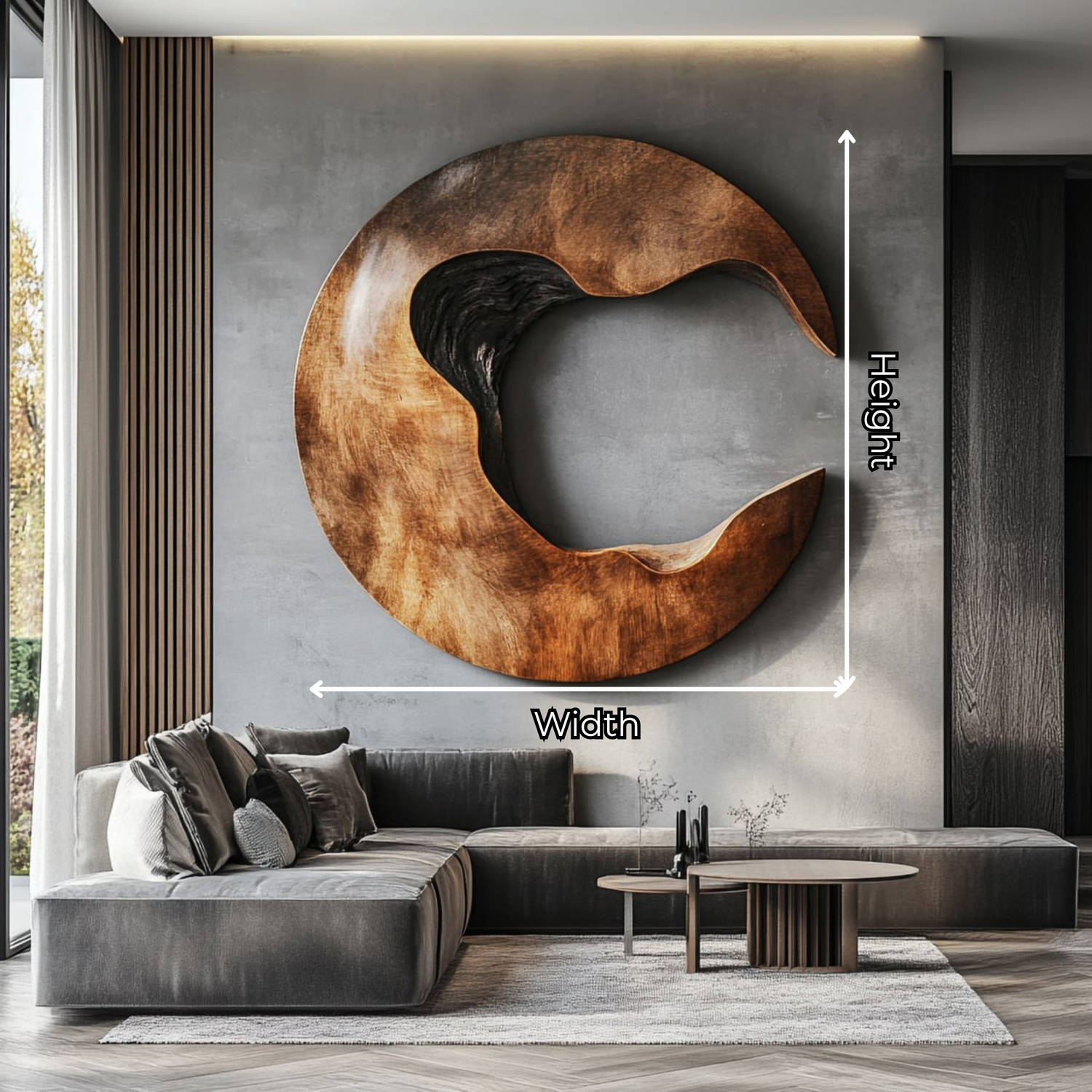 Modern Organic Open Center Solid Wood Wall Sculpture for Living Room