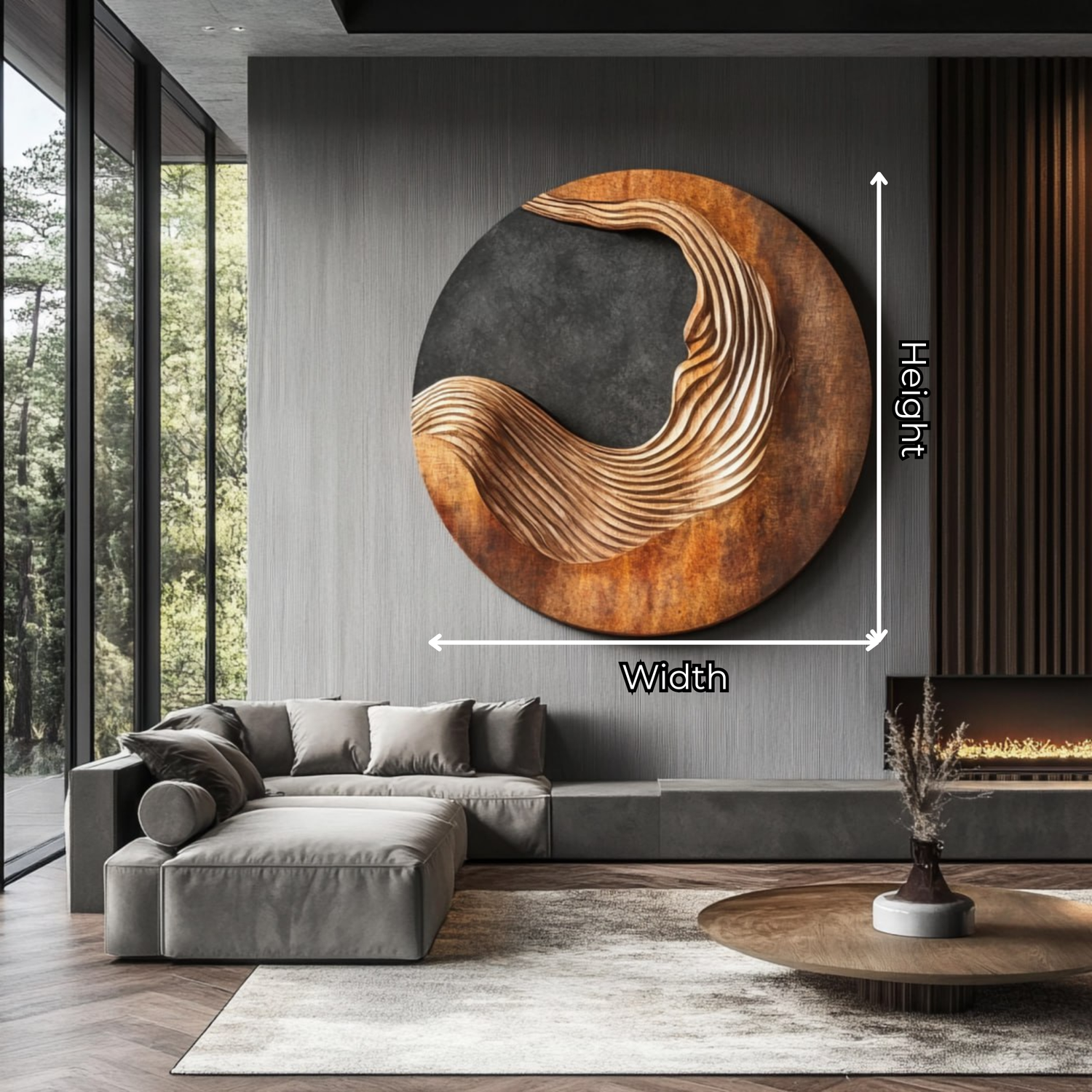 Contemporary Abstract Solid Wood Wall Sculpture for Living Room