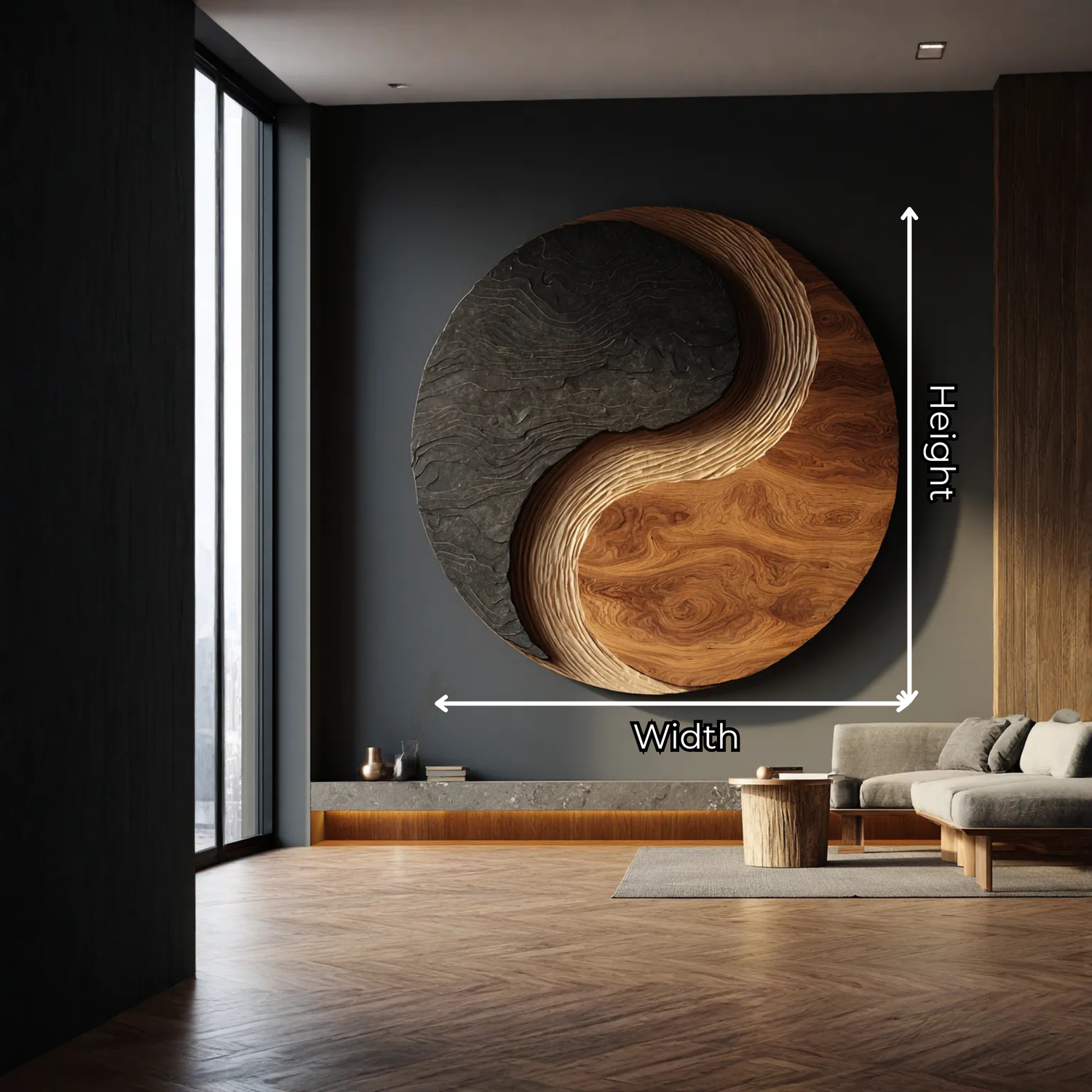 Modern Solid Wood Wall Sculpture for Living Room