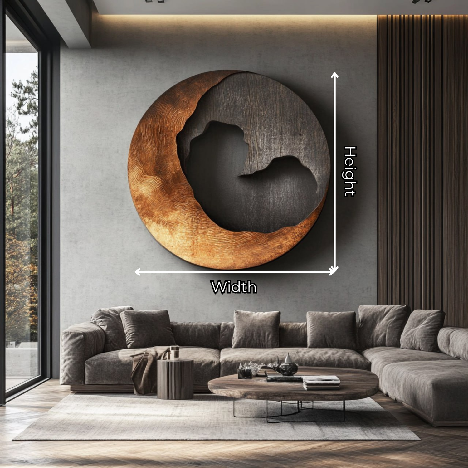 Contemporary Solid Wood Round Wood Wall Art for Living Rooms