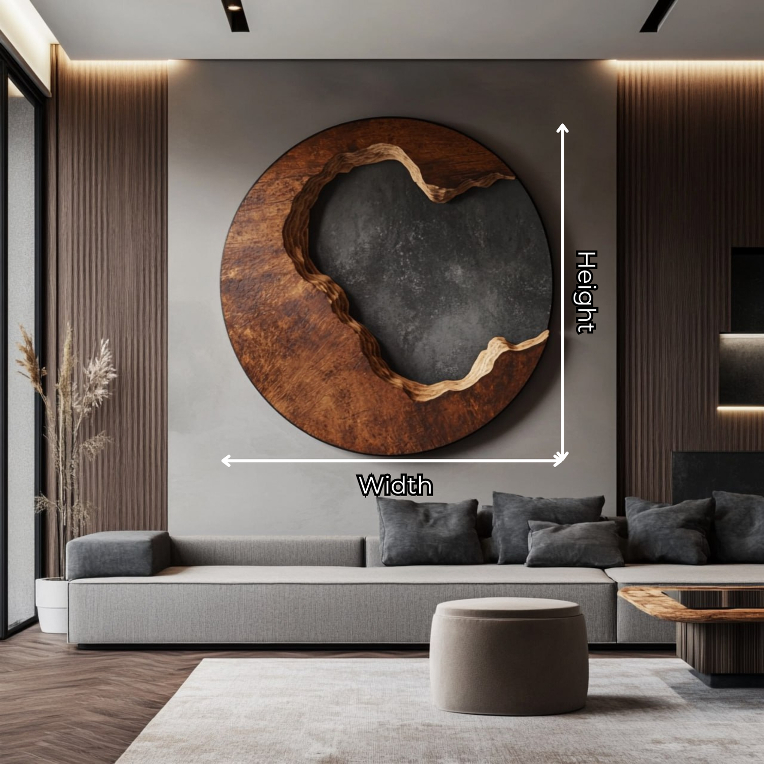 Solid Wood Organic Circle Wall Sculpture for Living Room Interiors