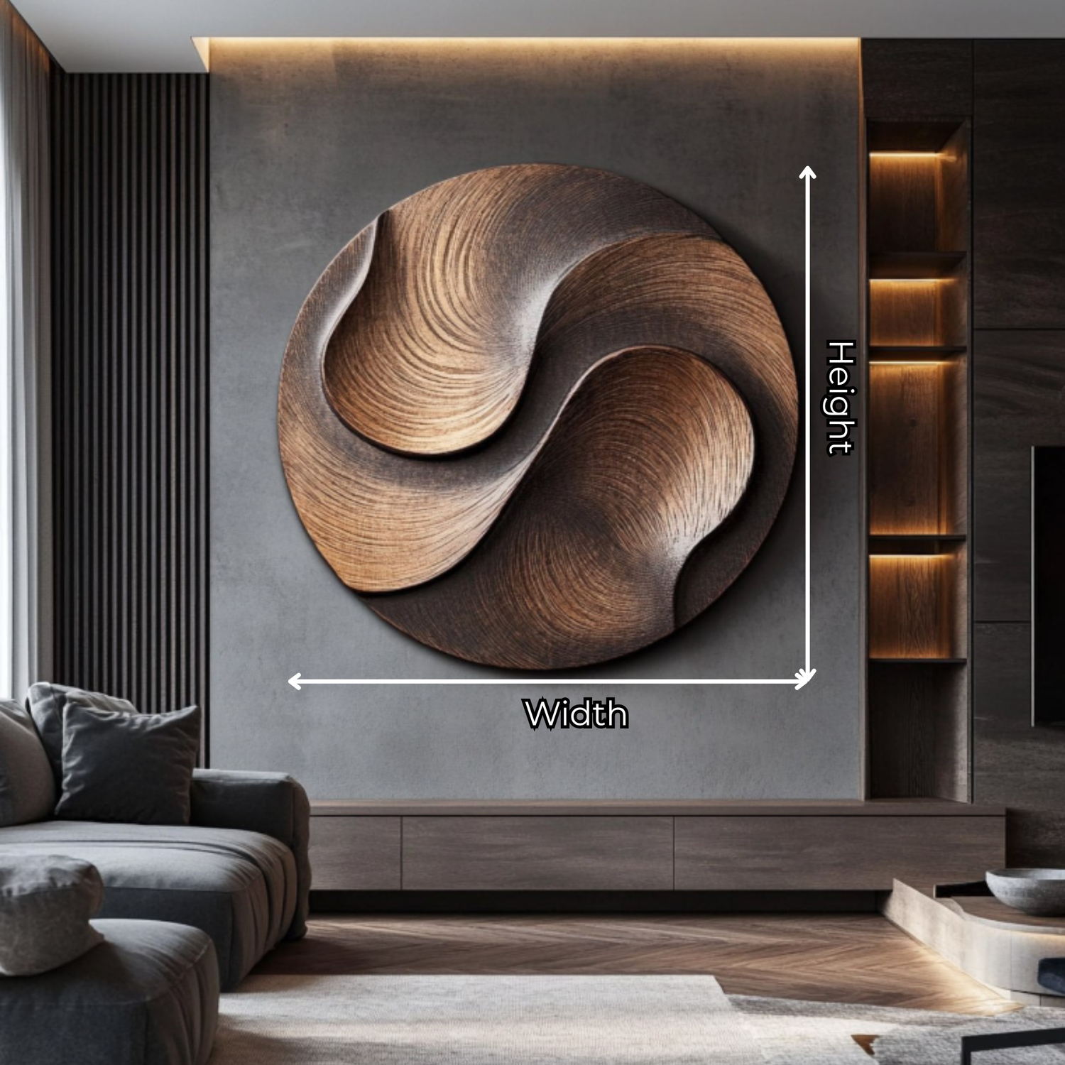 Contemporary Solid Wood Flow Wall Sculpture for Living Room