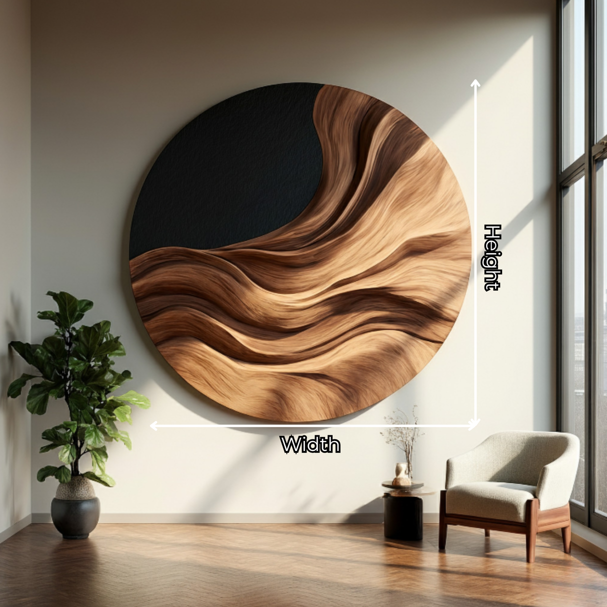 Contemporary Flowing Solid Wood Wall Sculpture for Modern Interiors