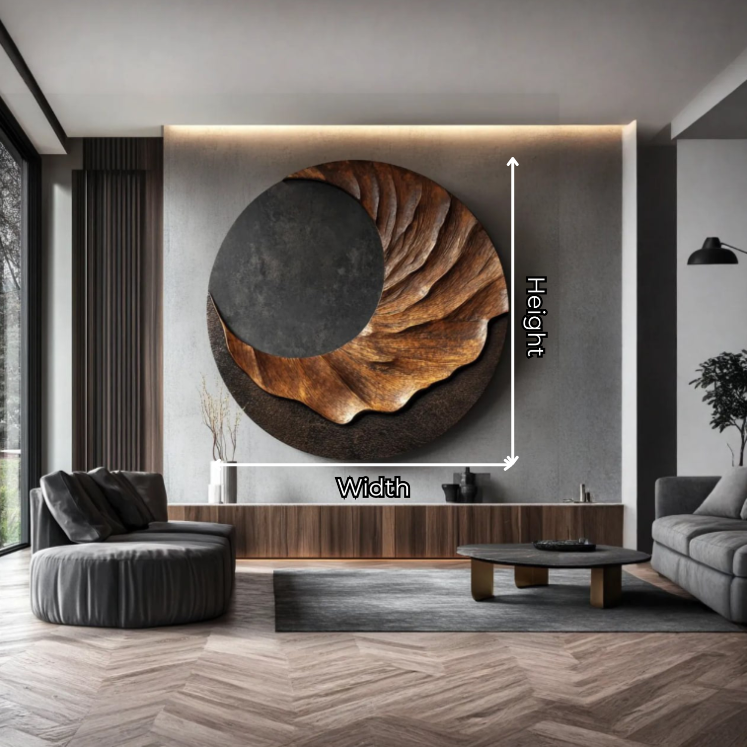 Modern Round Solid Wood Wall Sculpture for Interior Spaces