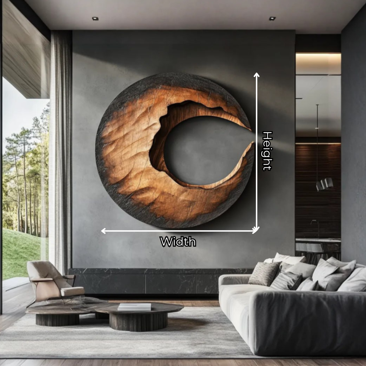 Contemporary Organic Solid Wood Wall Sculpture for Living Room Interiors