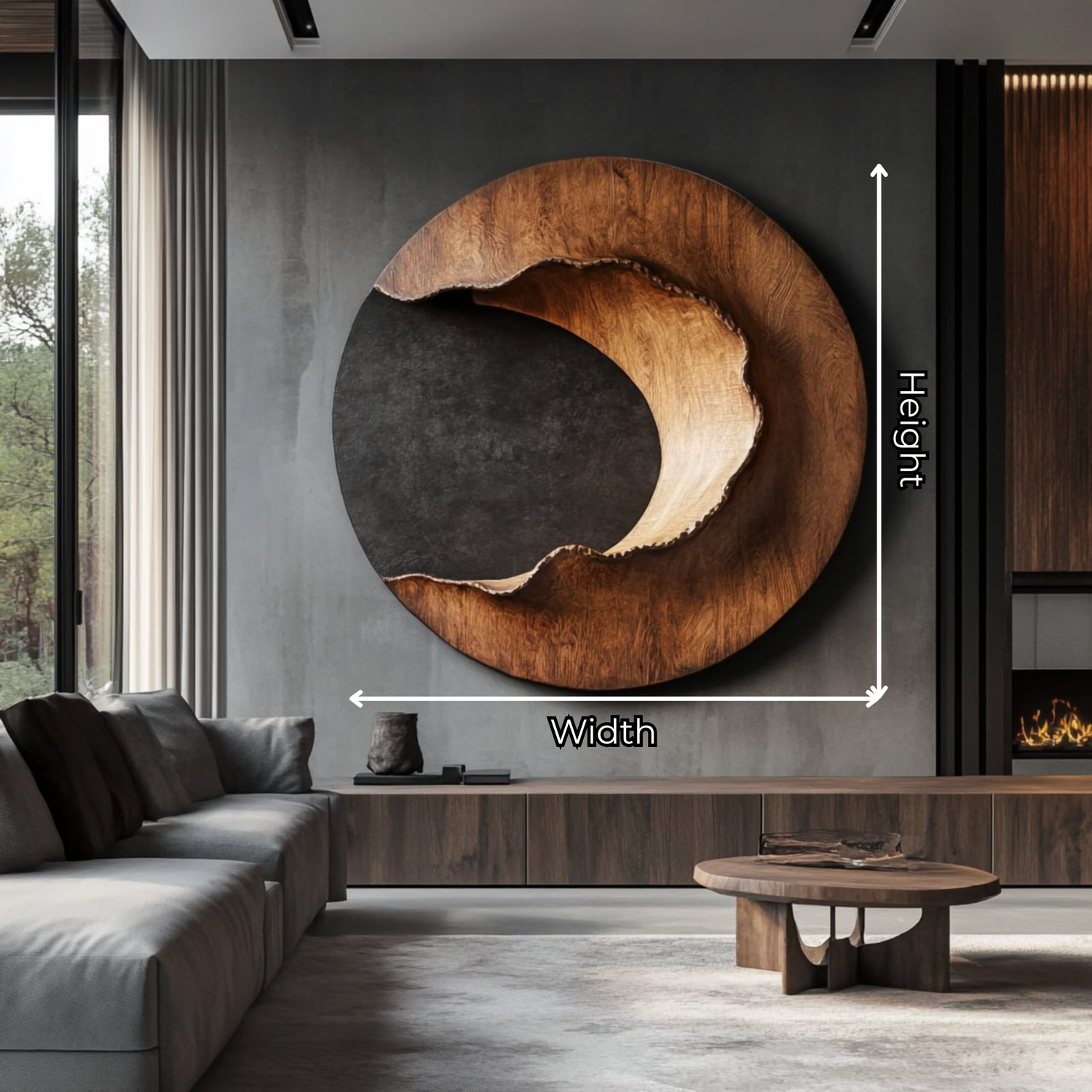 Contemporary Round Solid Wood Wall Art for Living Room Interiors