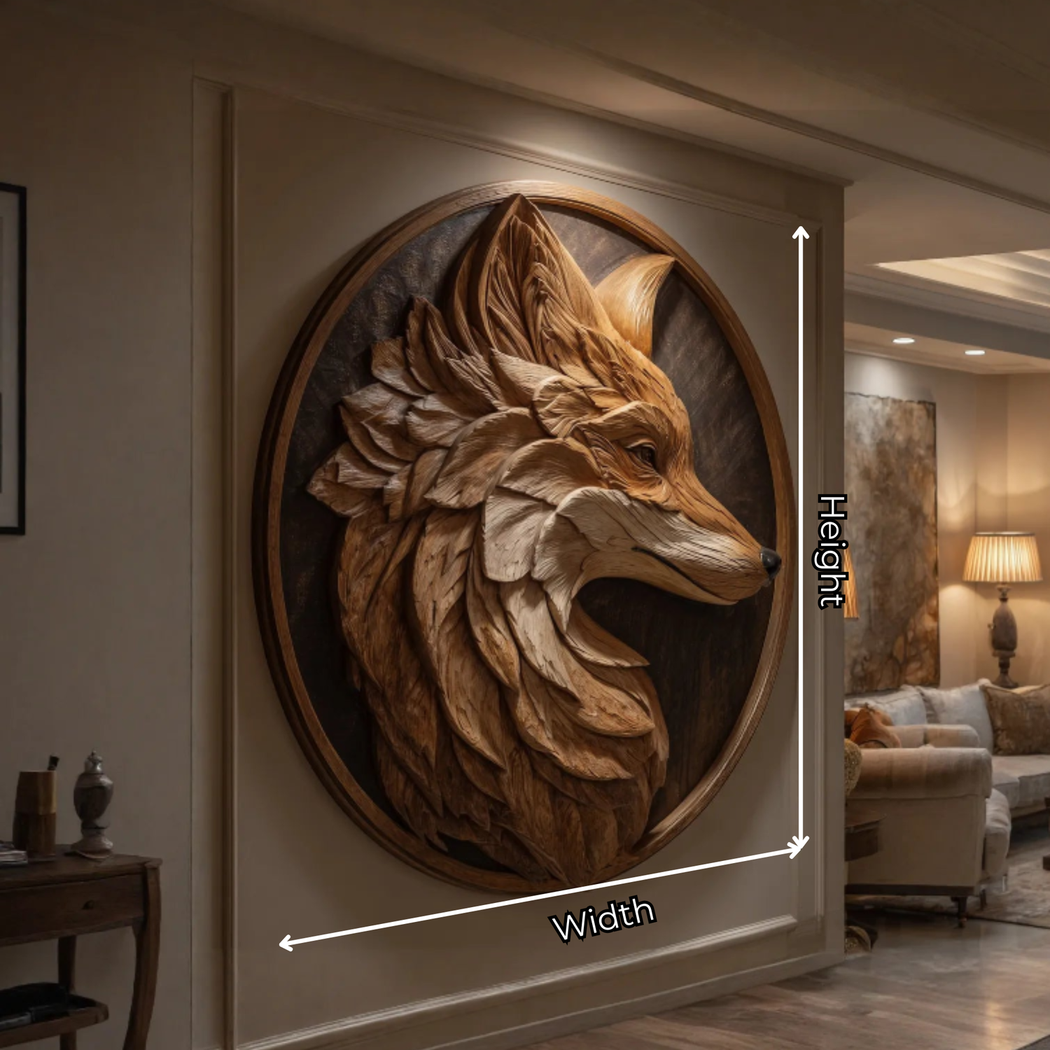 Contemporary Solid Wood Fox Wall Sculpture for Living Room Interiors