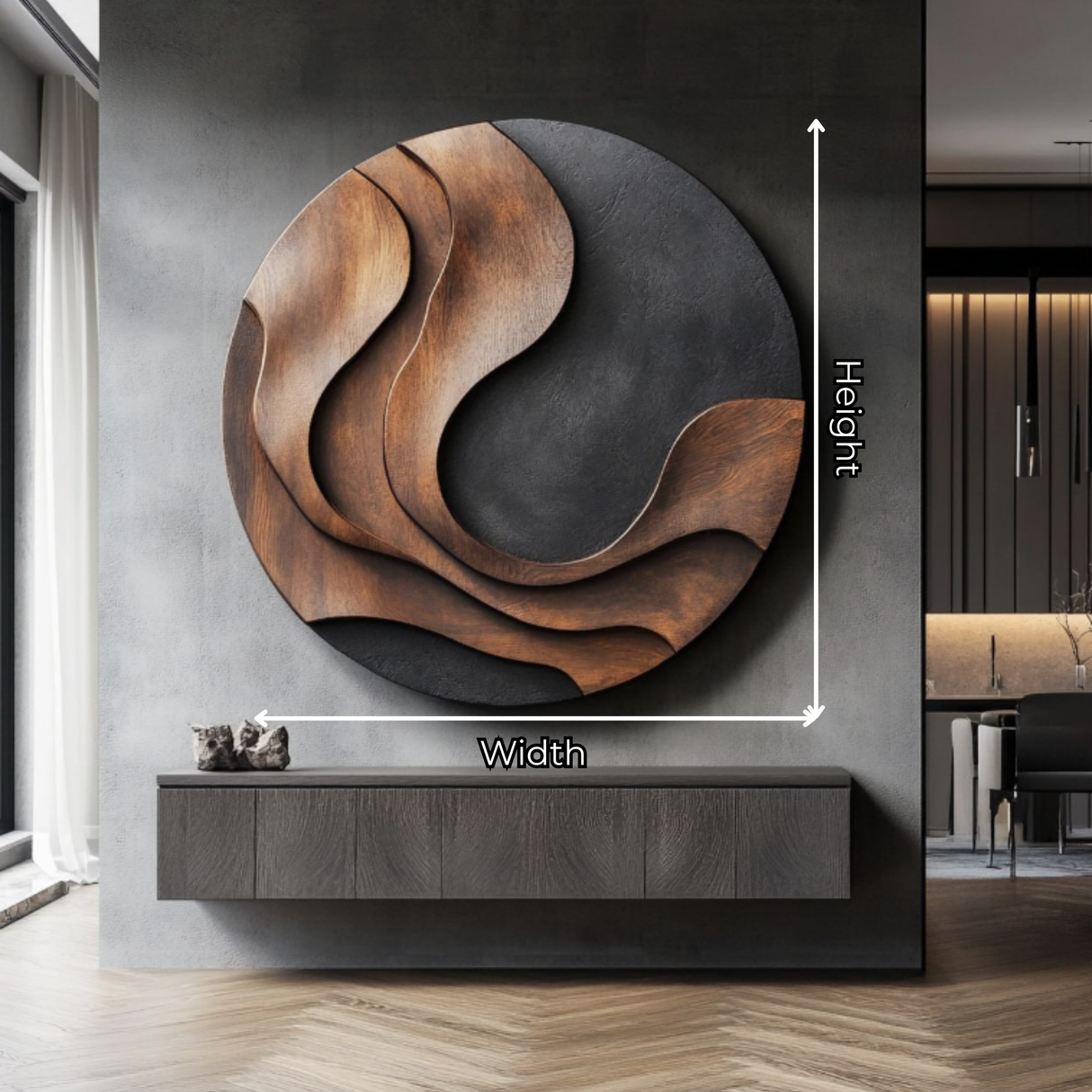 Wall Sculpture Solid Wood Organic Modern Panel for Living Room Decor