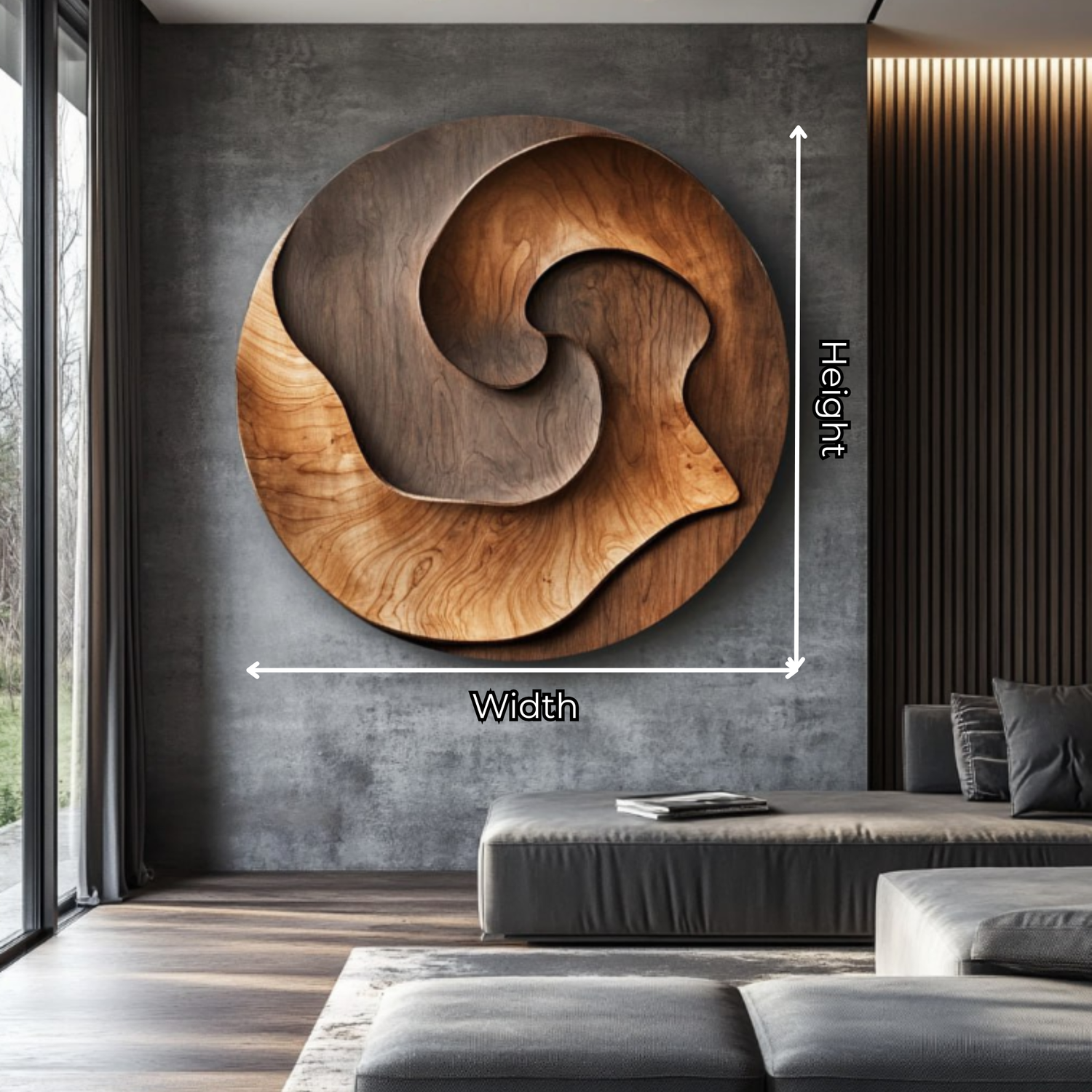 Contemporary Curved Solid Wood Wall Sculpture for Modern Interior Spaces
