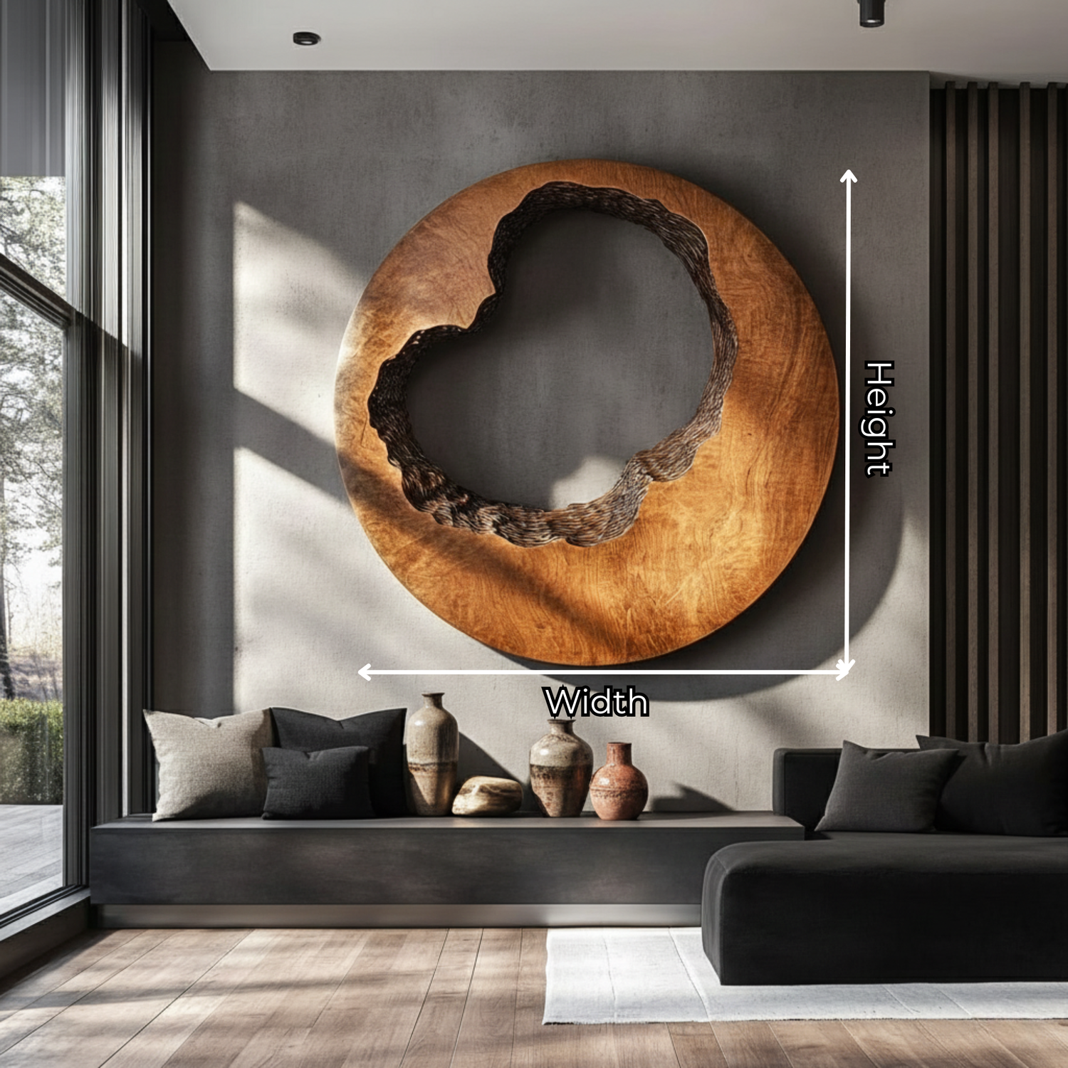 Abstract Round Solid Wood Wall Art Modern Organic Wall Sculpture for Living Room Decor