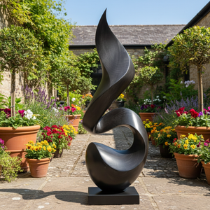 Hand Carved Solid Wood Abstract Sculpture for Garden and Interior Spaces