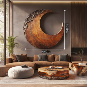 Crescent Solid Wood Wall Sculpture for Living Room Statement Decor