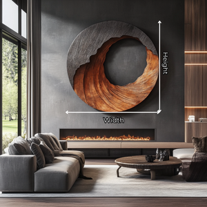 Large Round Solid Wood Wall Sculpture Modern Organic Statement Wall Art for Living Room