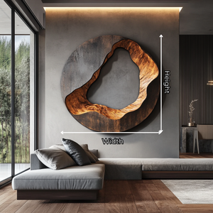 Modern Organic Round Solid Wood Wall Sculpture Large Statement Wall Art Decor
