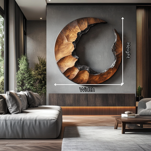 Crescent Moon Solid Wood Wall Sculpture Modern Organic Wall Art for Living Room