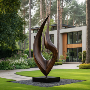 Tall Outdoor Solid Wood Sculpture for Contemporary Garden Landscape