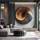 Contemporary Spiral Solid Wood Wall Sculpture for Living Room Interiors