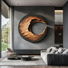 Contemporary Organic Solid Wood Wall Sculpture for Living Room Interiors