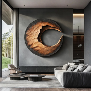 Contemporary Organic Solid Wood Wall Sculpture for Living Room Interiors