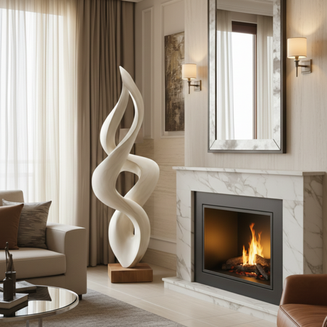 Handcrafted Abstract Twisted Solid Wood Sculpture for Modern Interior Decor