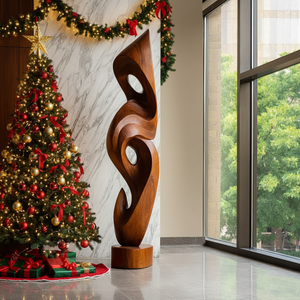 Large Solid Wood Abstract Sculpture for Home Interiors and Garden Display