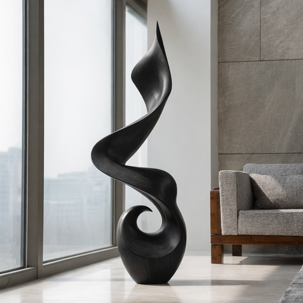 Modern Organic Solid Wood Floor Sculpture for Contemporary Interiors