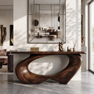Console Table Solid Wood with Sweeping Oval Loop Base for Entryway Decor
