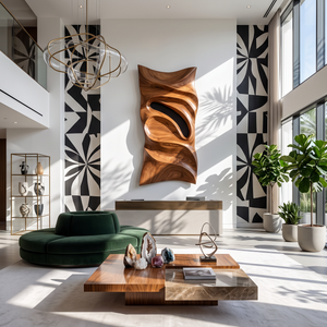 Sculpted Horizon Organic Wooden Wall Sculpture Contemporary Abstract Art Panel