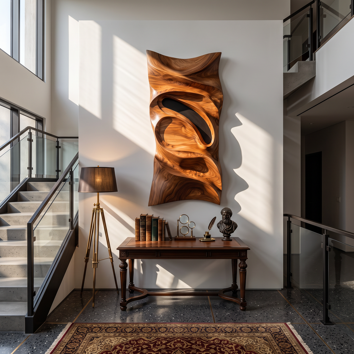 Sculpted Horizon Organic Wooden Wall Sculpture Contemporary Abstract Art Panel