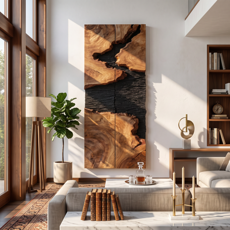 Monolith Rift Solid Wood Wall Sculpture Vertical Organic Modern Statement Art Panel