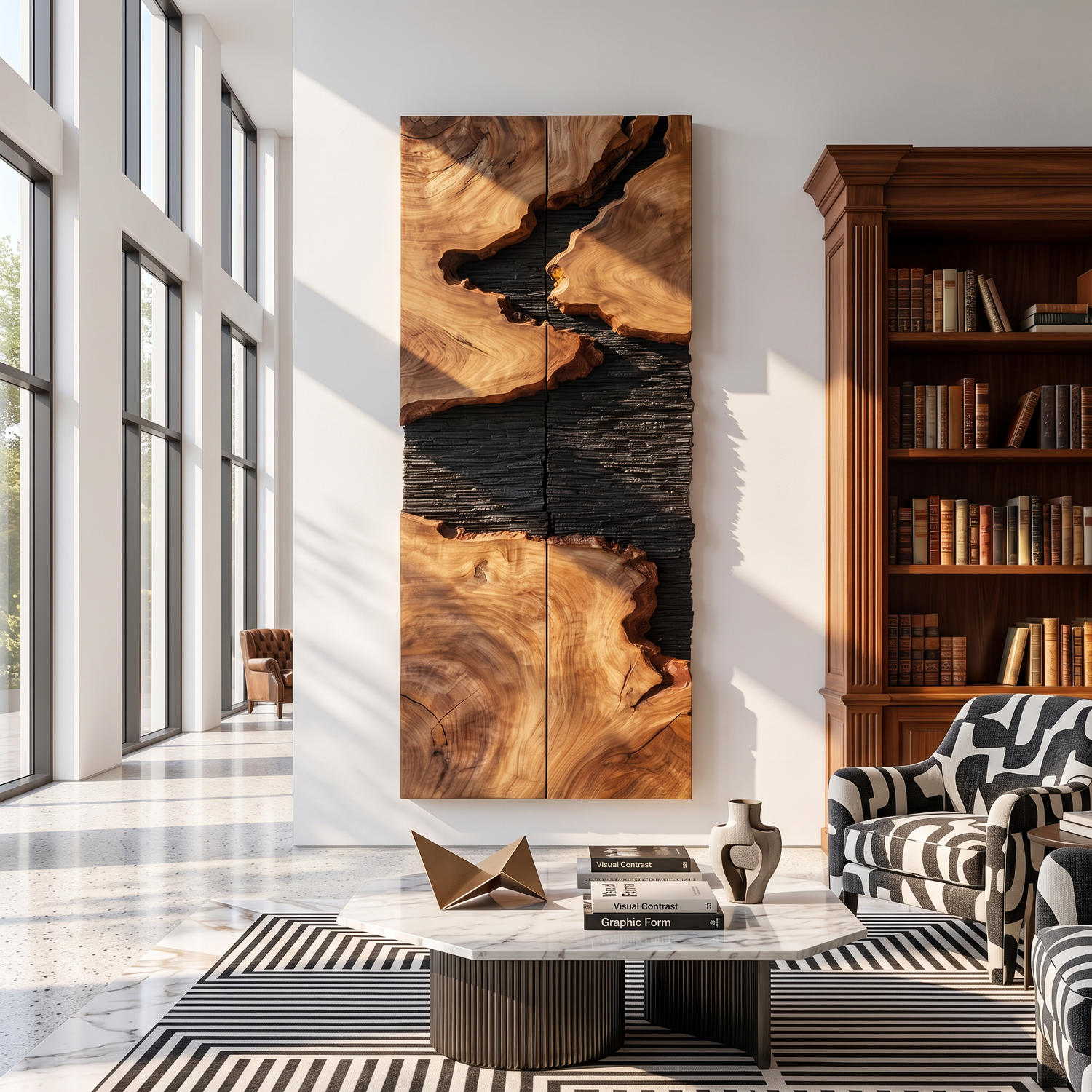 Monolith Rift Solid Wood Wall Sculpture Vertical Organic Modern Statement Art Panel