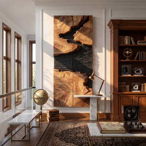 Monolith Rift Solid Wood Wall Sculpture Vertical Organic Modern Statement Art Panel