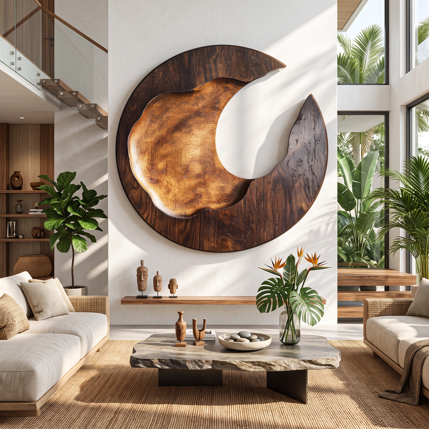 Modern Solid Wood Wall Decor for Living Room Feature Display