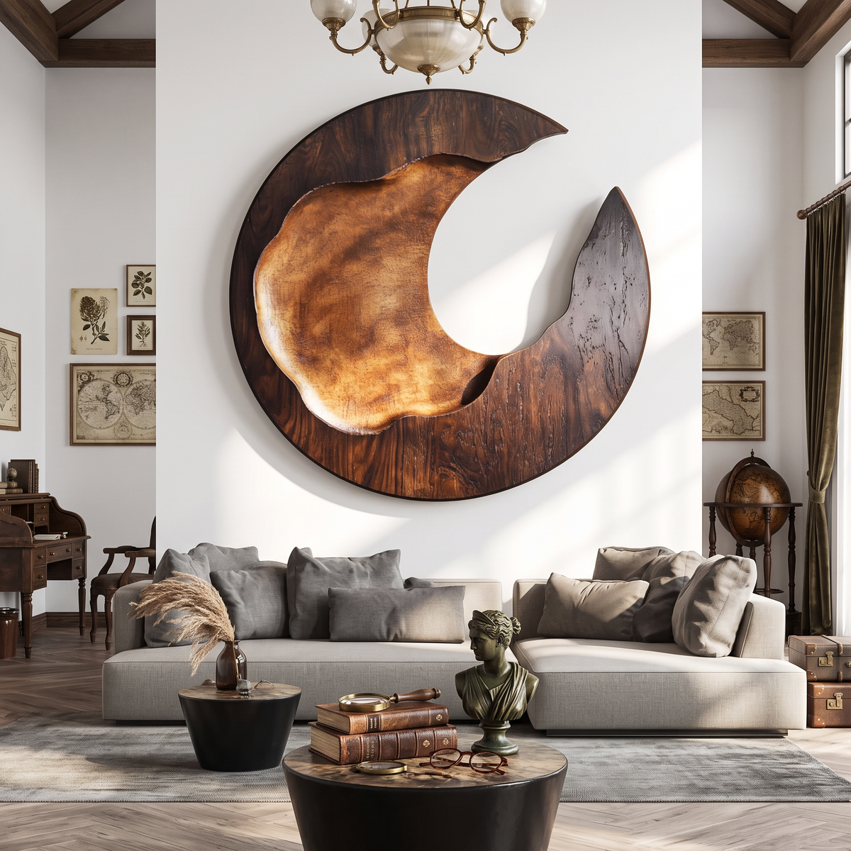 Modern Solid Wood Wall Decor for Living Room Feature Display