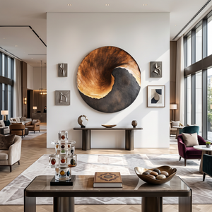 Contemporary Spiral Solid Wood Wall Sculpture for Living Room Interiors