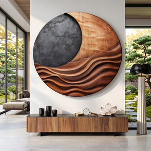 Large Abstract Solid Wood Wall Sculpture for Living Room