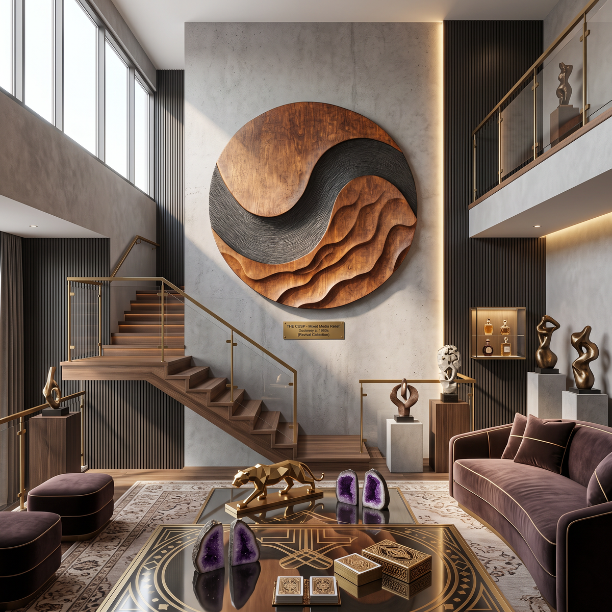 Organic Solid Wood Wave Wall Art for Living Room