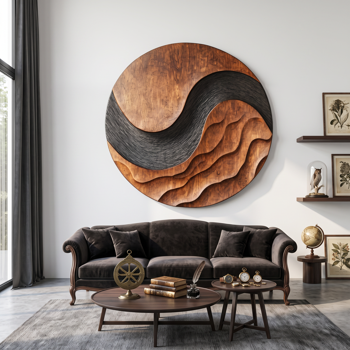 Organic Solid Wood Wave Wall Art for Living Room