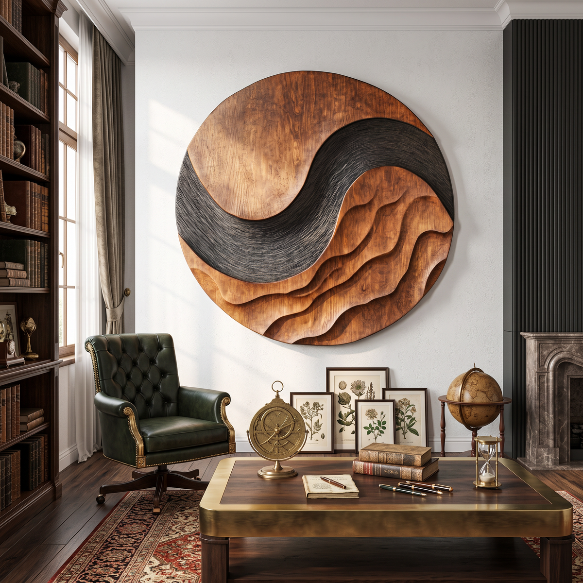Organic Solid Wood Wave Wall Art for Living Room