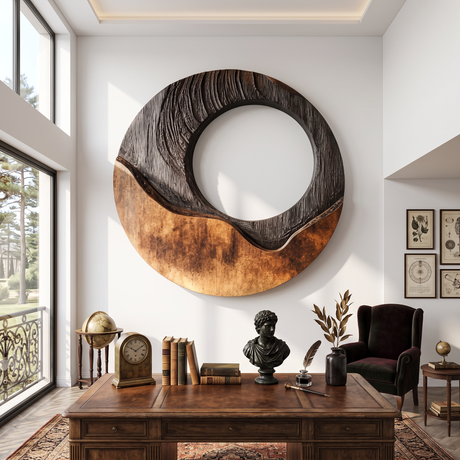 Large Circular Wall Sculpture for Modern Living Rooms, Sculptural Statement Wall Art for Luxury Interiors