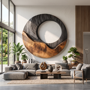 Large Circular Wall Sculpture for Modern Living Rooms, Sculptural Statement Wall Art for Luxury Interiors