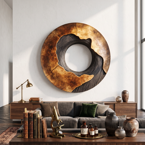 Round Solid Wood Ring Wall Sculpture Modern Organic Wall Art for Living Room