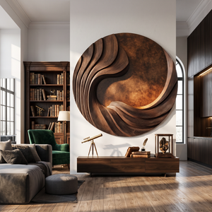 Modern Sculpted Solid Wood Wall Art for Living Room Interiors